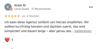 Google Bewertung Hochzeit in Dänemark schnelle und unkomplizierte Eheschließung